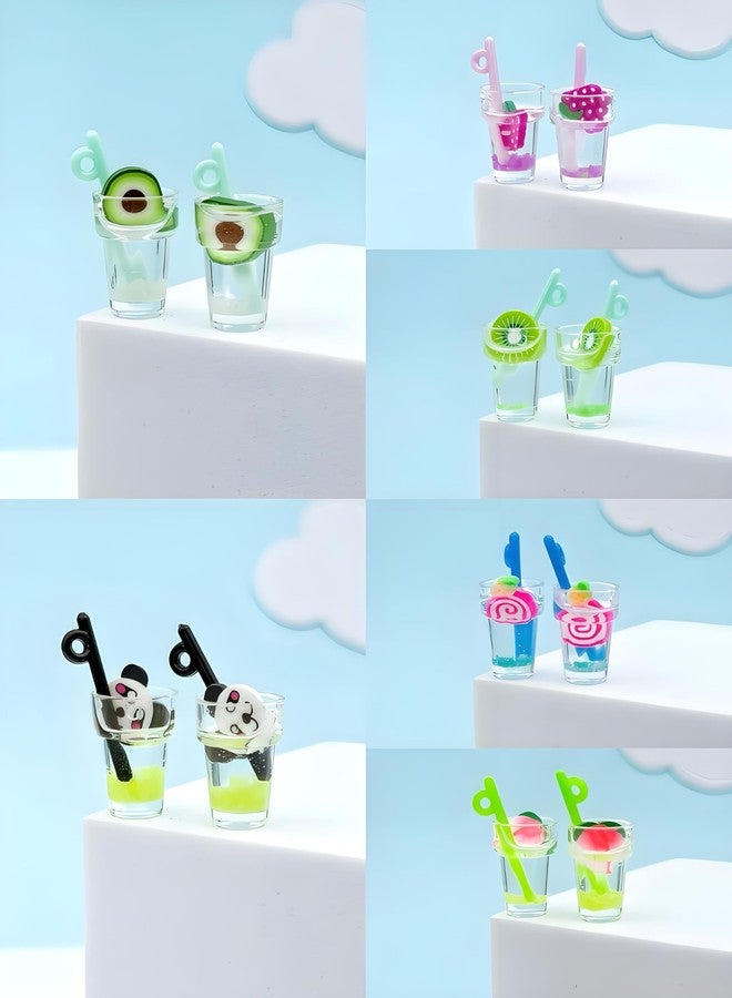 WinldMonmo 11 Pcs Miniature Dollhouse Drinks Set - Resin Glass Cup and Fruit Beverage Bottles, Simulated Drink Models for Summer Leisure-Themed Decor Decor, 1.07 x 0.5 Inch Mini Props for DIY Craft Display - Image 4